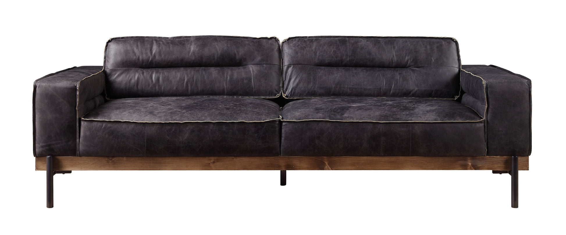 ACME Silchester - Sofa - Antique Ebony Top Grain Leather | Meri Furniture