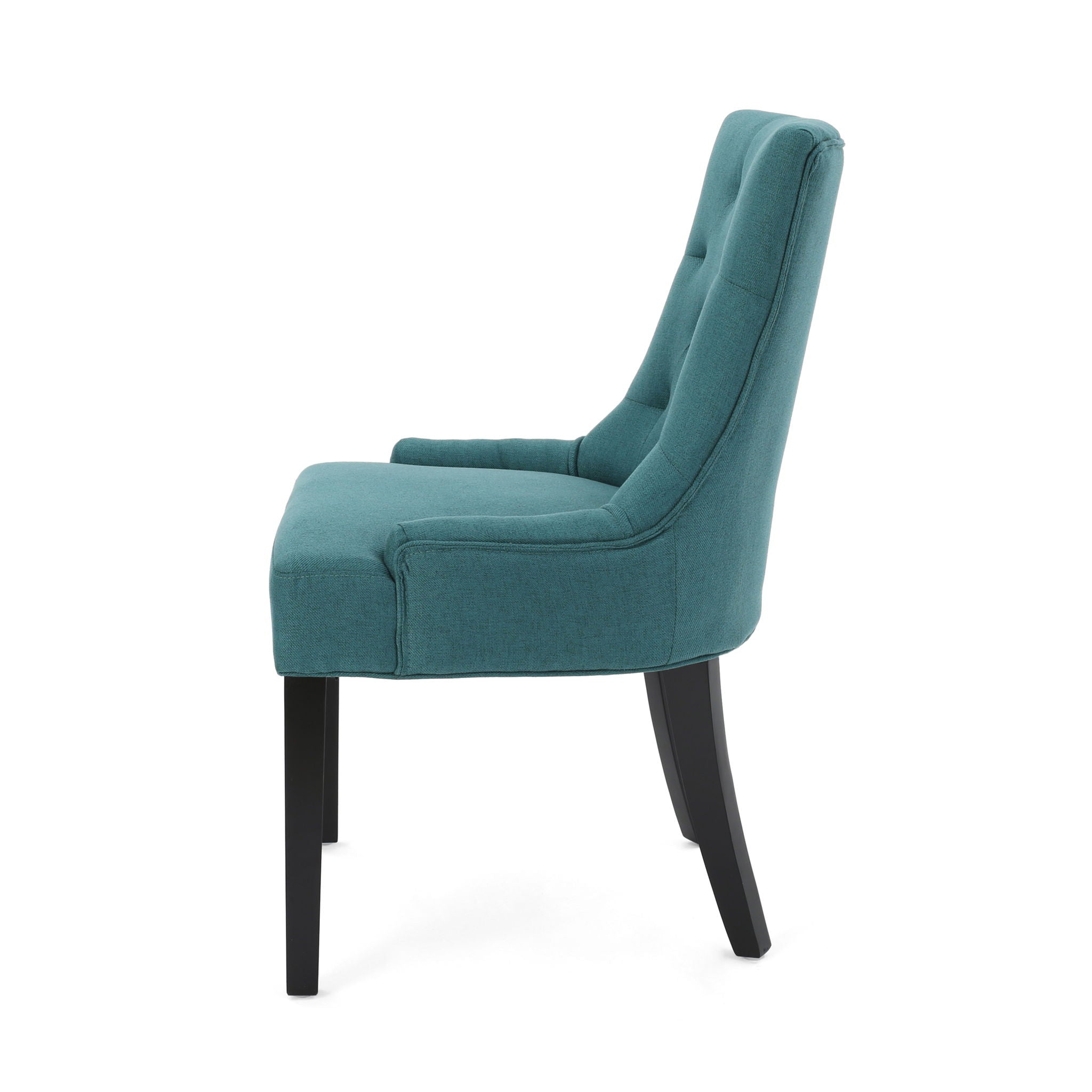 Dining Chair (Set of 2) With Upholstered Diamond Tufting And Espresso Birch Legs - Teal
