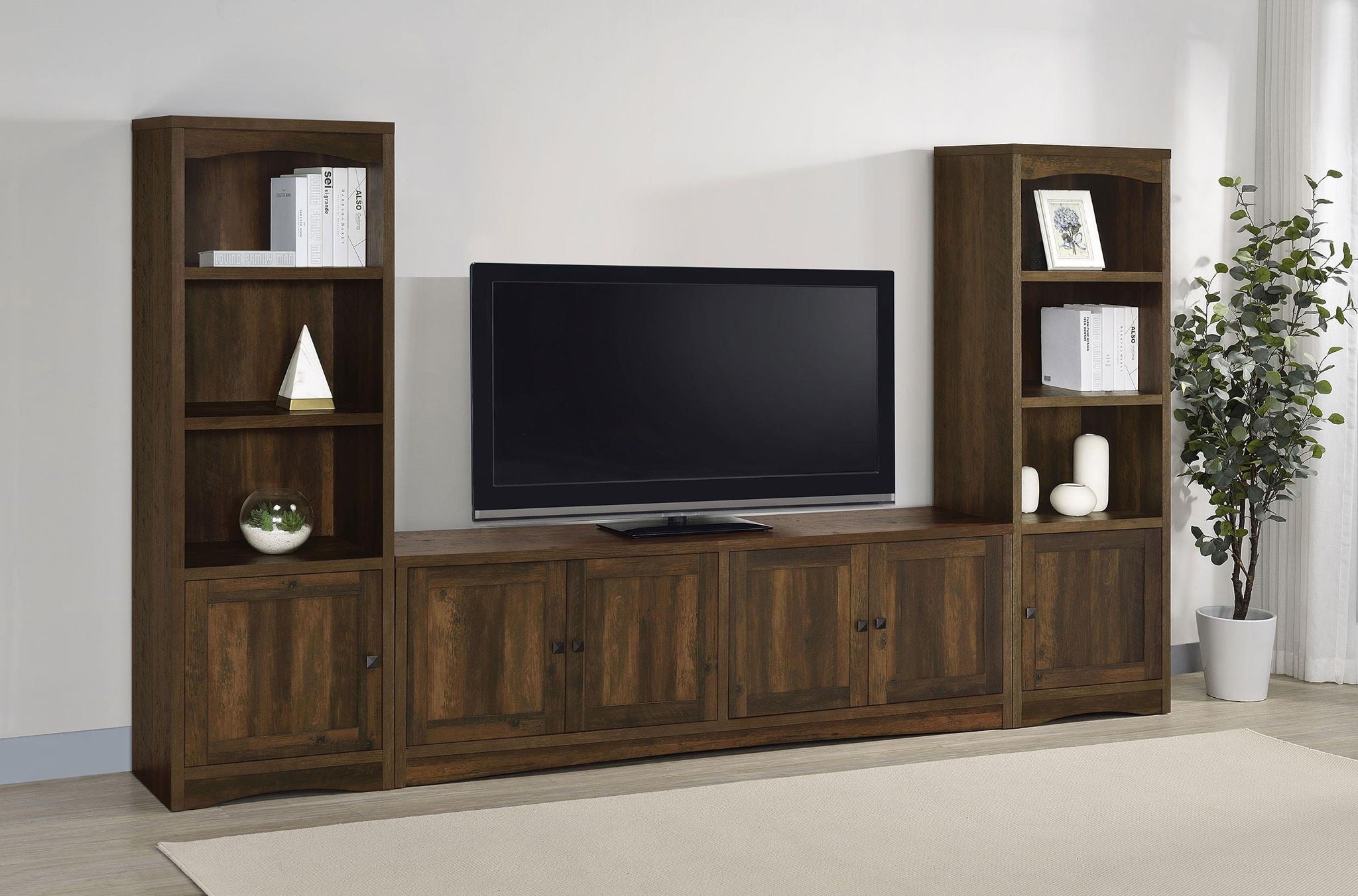 Laughlin 4-shelf Engineered Wood Media Tower Dark Pine