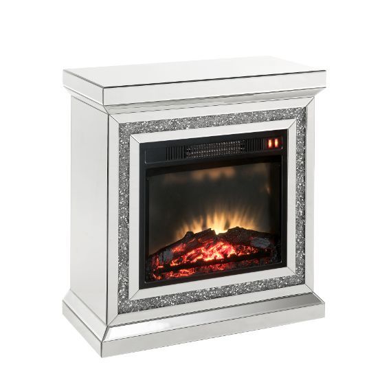 ACME Noralie - Fireplace - Mirrored & Faux Diamonds - 32" | Meri Furniture