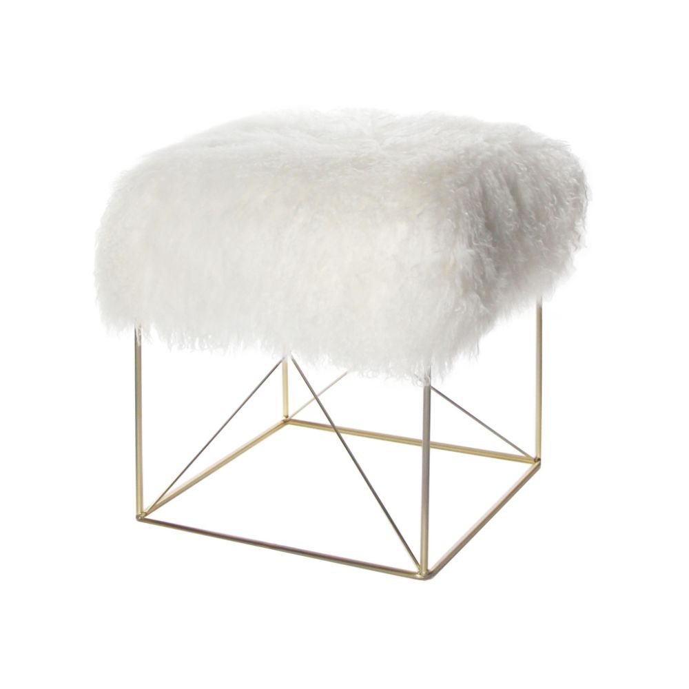 ACME Bagley - Ottoman - Wool & Gold Brass | Meri Furniture