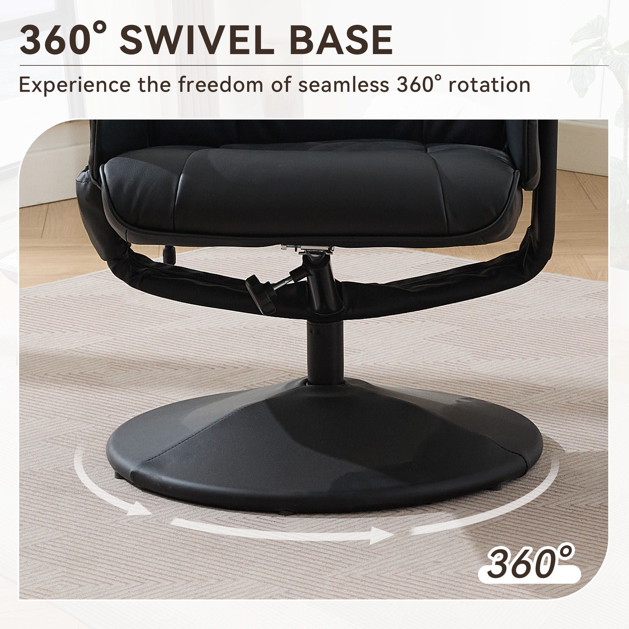 Recliner Chair With Ottoman, 360° Swivel Massage Lounge Chair With 5-Point Vibration & Heated Seat