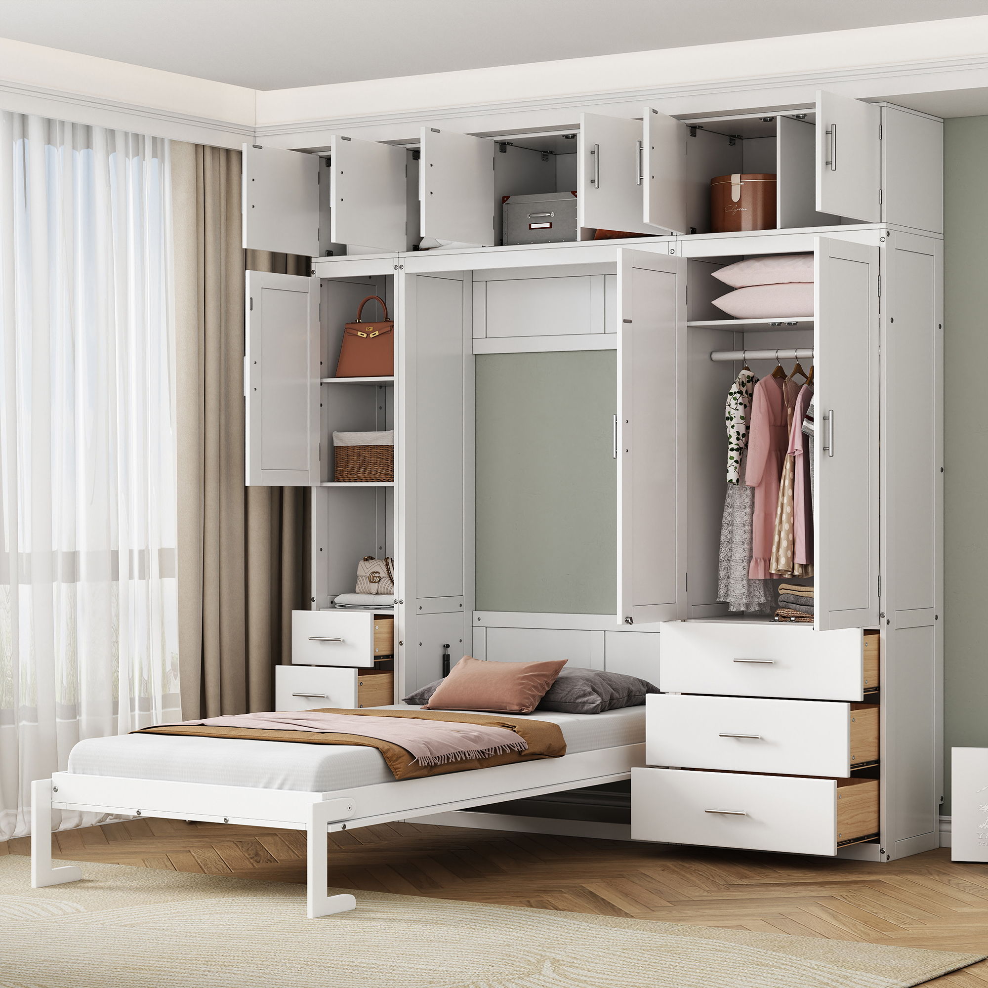 Murphy Bed With Lockers And Wardrobes