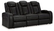 Signature Design by Ashley® Caveman Den - Midnight - Power Reclining Sofa With Adj Headrest | Meri Furniture