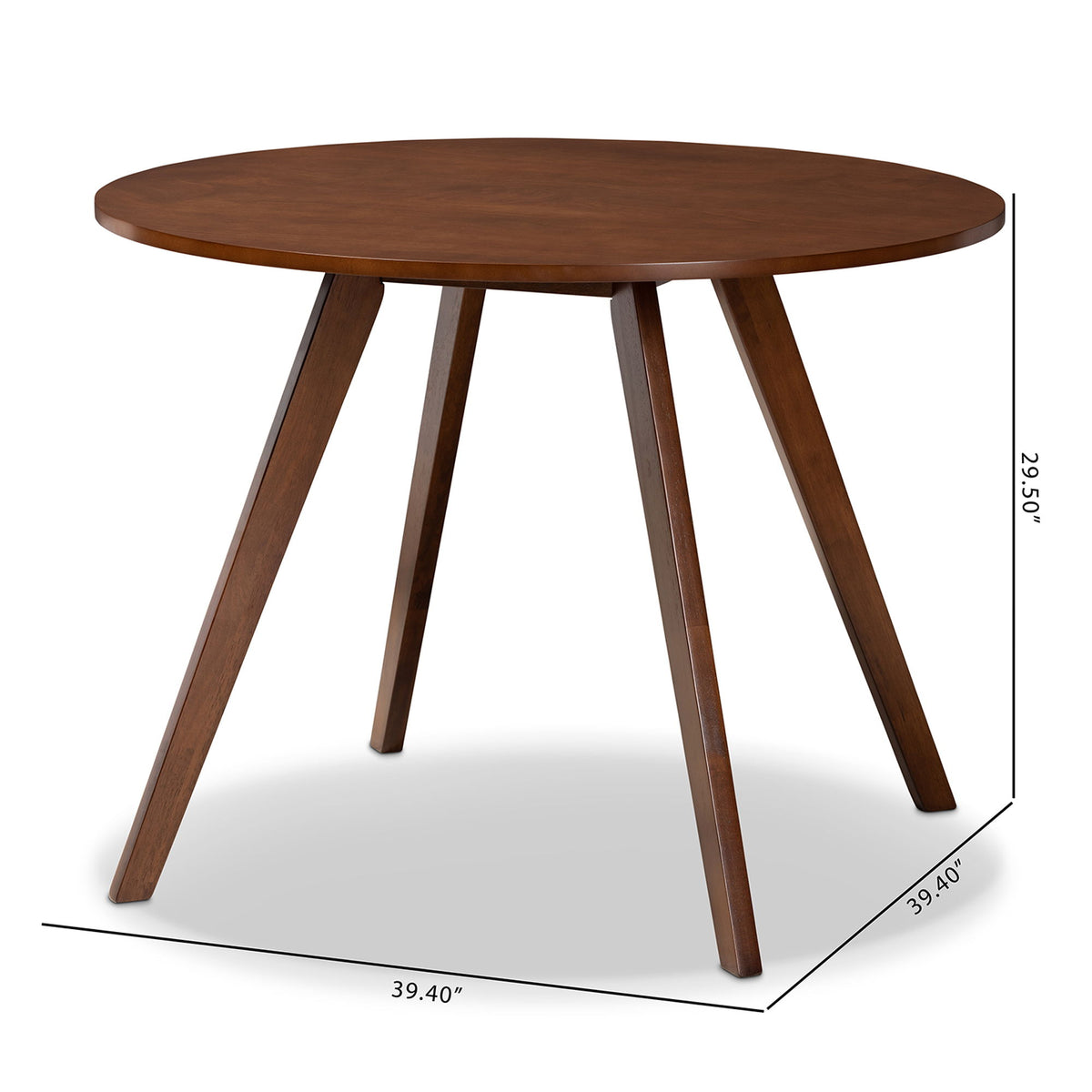 Alana Mid-Century Modern Transitional Walnut Brown Finished Round Wood Dining Table