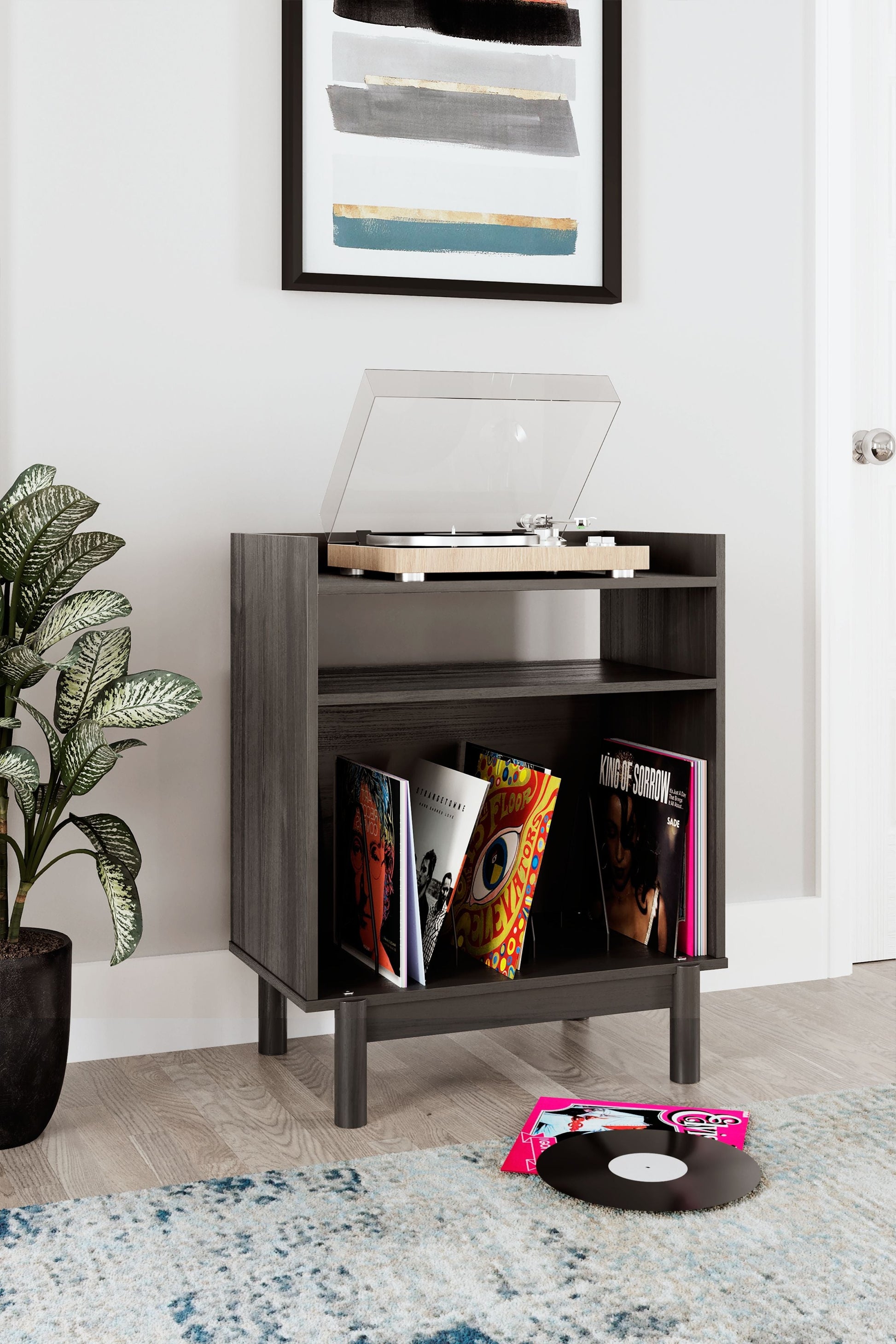 Signature Design by Ashley® Brymont - Dark Gray - Turntable Accent Console | Meri Furniture