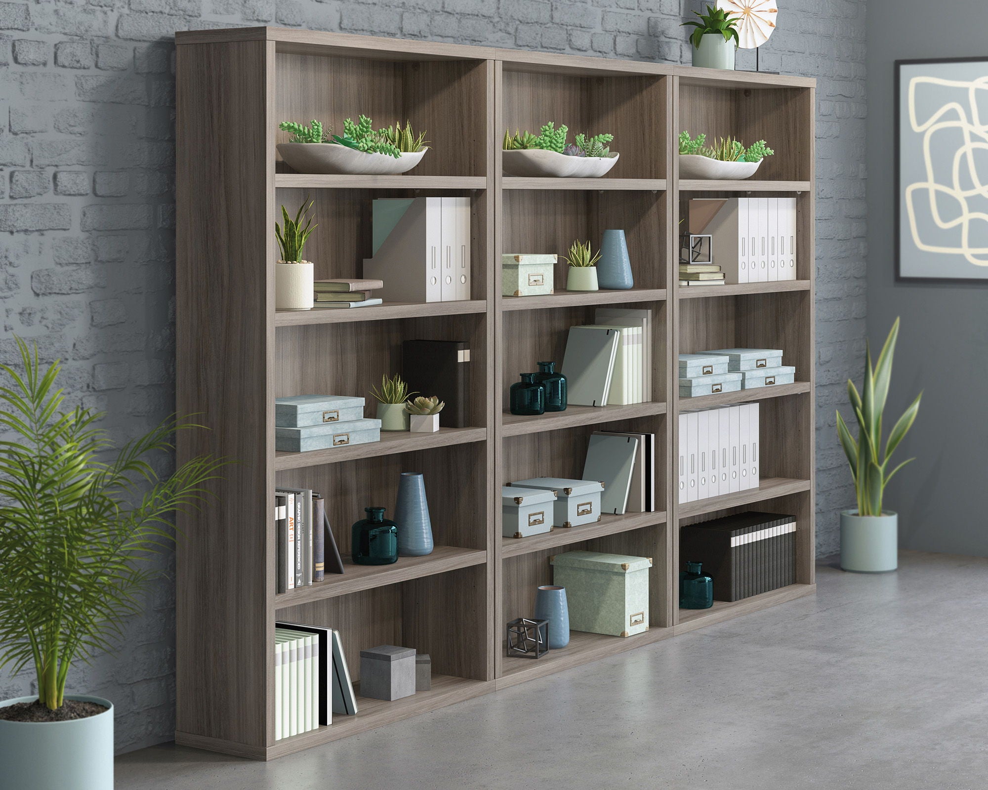 5-Shelf Commercial Bookcase in Hudson Elm