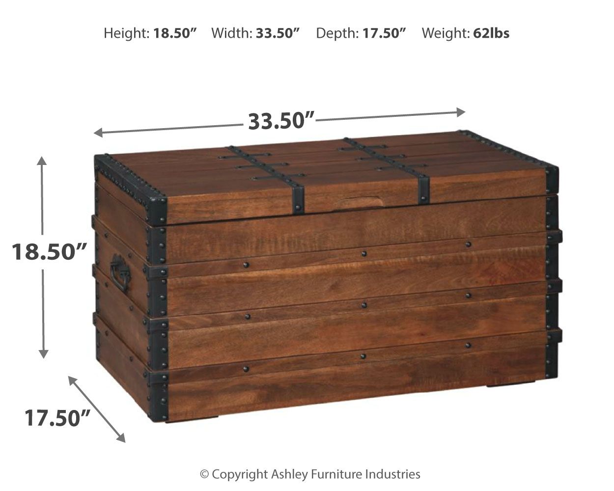 Ashley Furniture Kettleby - Brown - Storage Trunk | Meri Furniture
