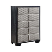 ACME Nicola - Chest - Silver PU & Black Finish | Meri Furniture