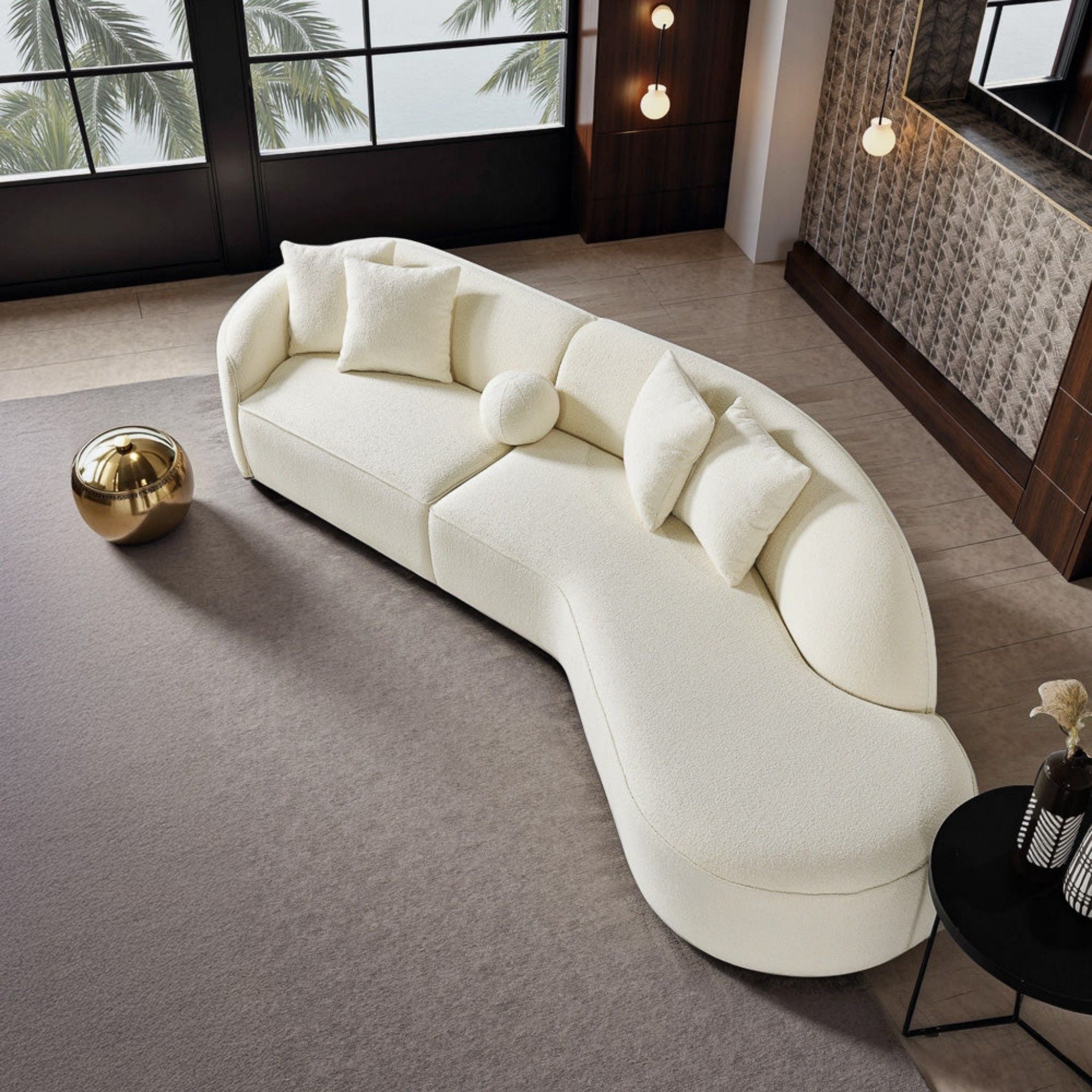 Elijah - Japandi Curvy Sectional Sofa - Beige
