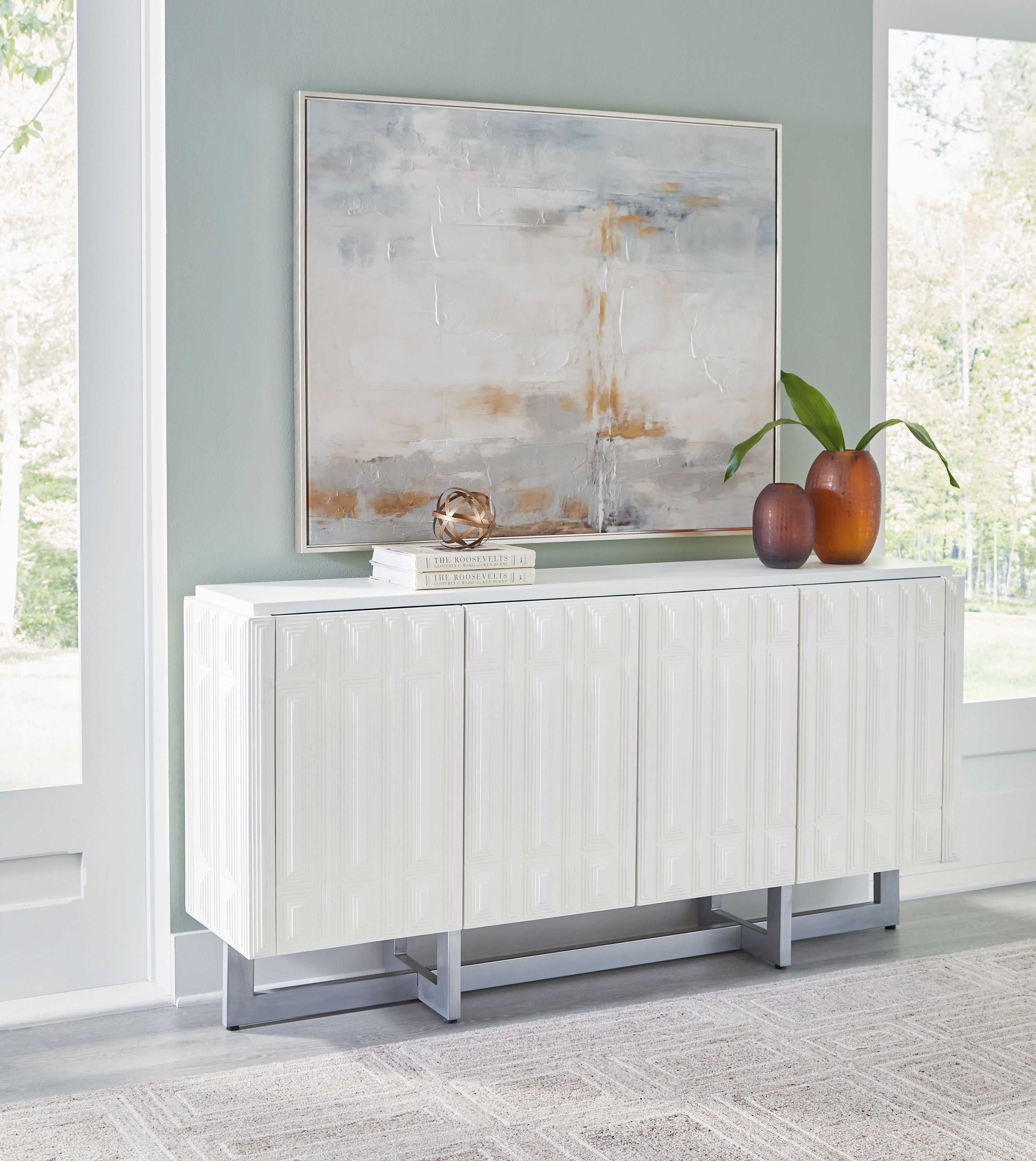 Signature Design by Ashley® Ornawel - Distressed White - Accent Cabinet | Meri Furniture