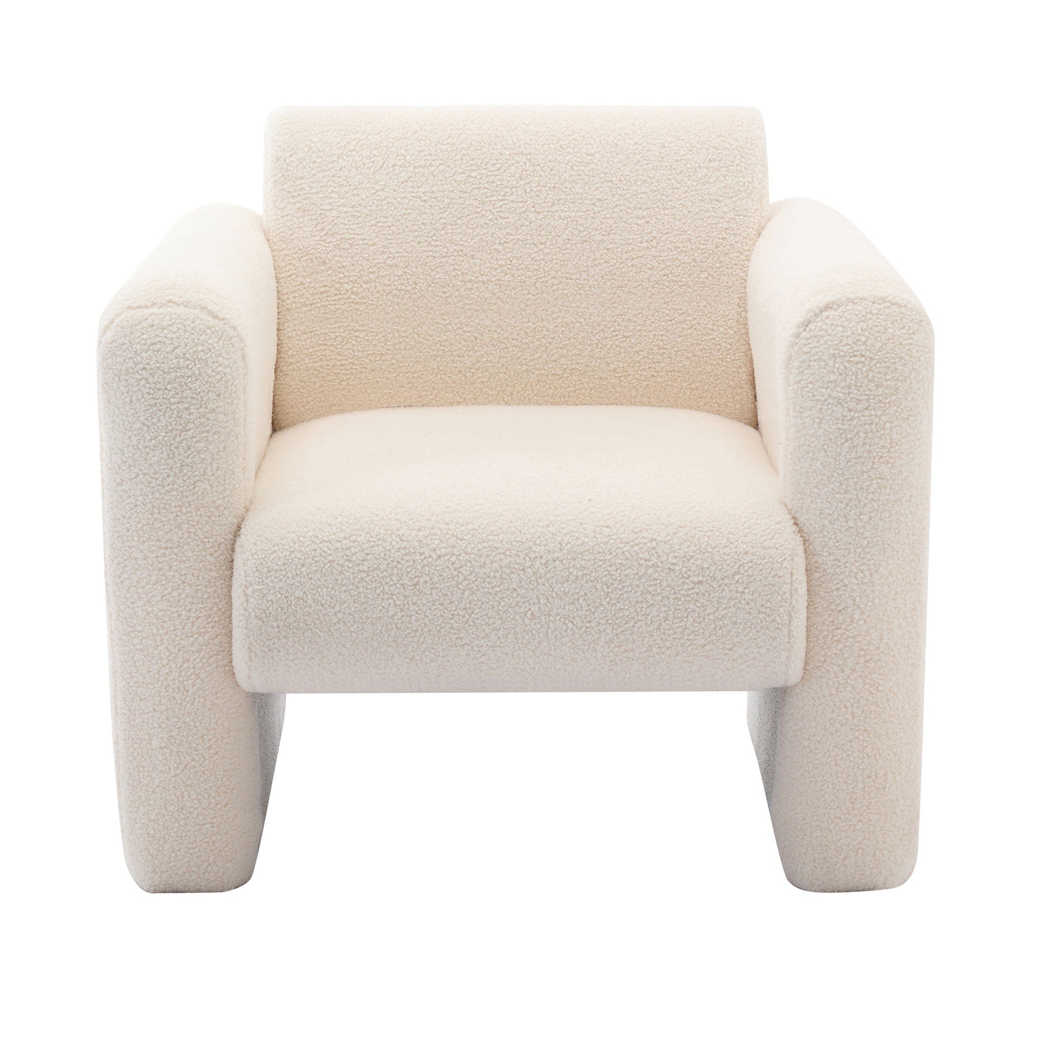 Modern Accent Chair Lambskin Sherpa Fabric Upholstered Comfy With Pillow