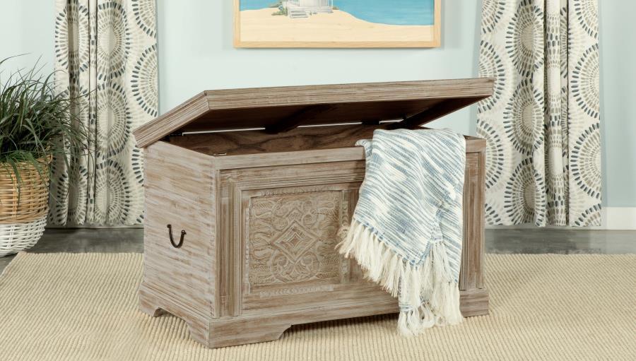 Coaster Fine Furniture Nilay - Wood Storage Trunk - White Washed And Black | Meri Furniture