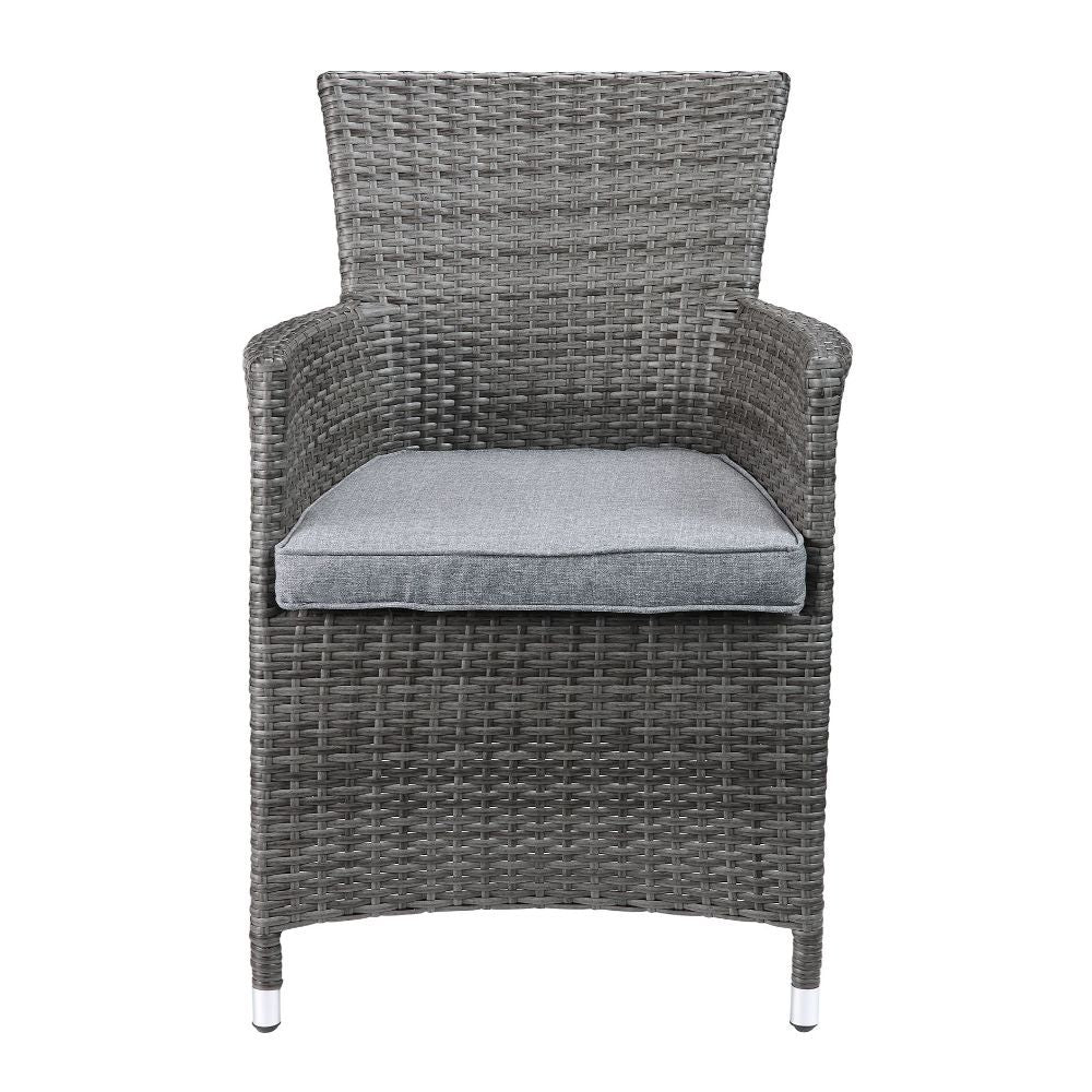 ACME Tashelle - Patio Bistro Set - Gray Fabric & Gray Wicker | Meri Furniture