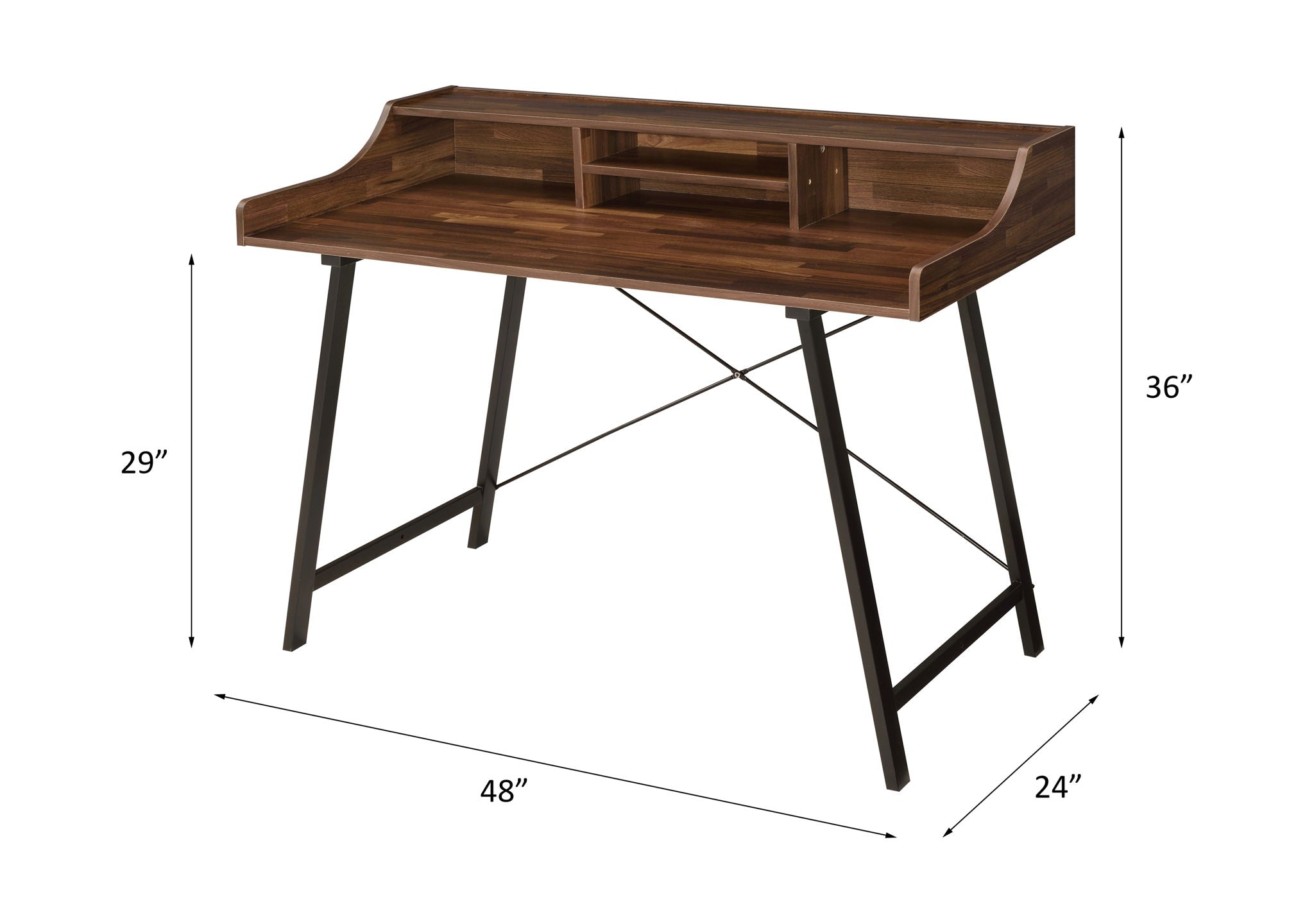 Sange - Writing Desk With USB - Walnut & Black