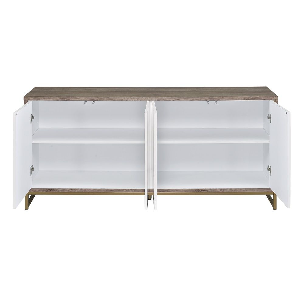 ACME Paavan - Console Cabinet - White Marble Print & Oak Champagne | Meri Furniture