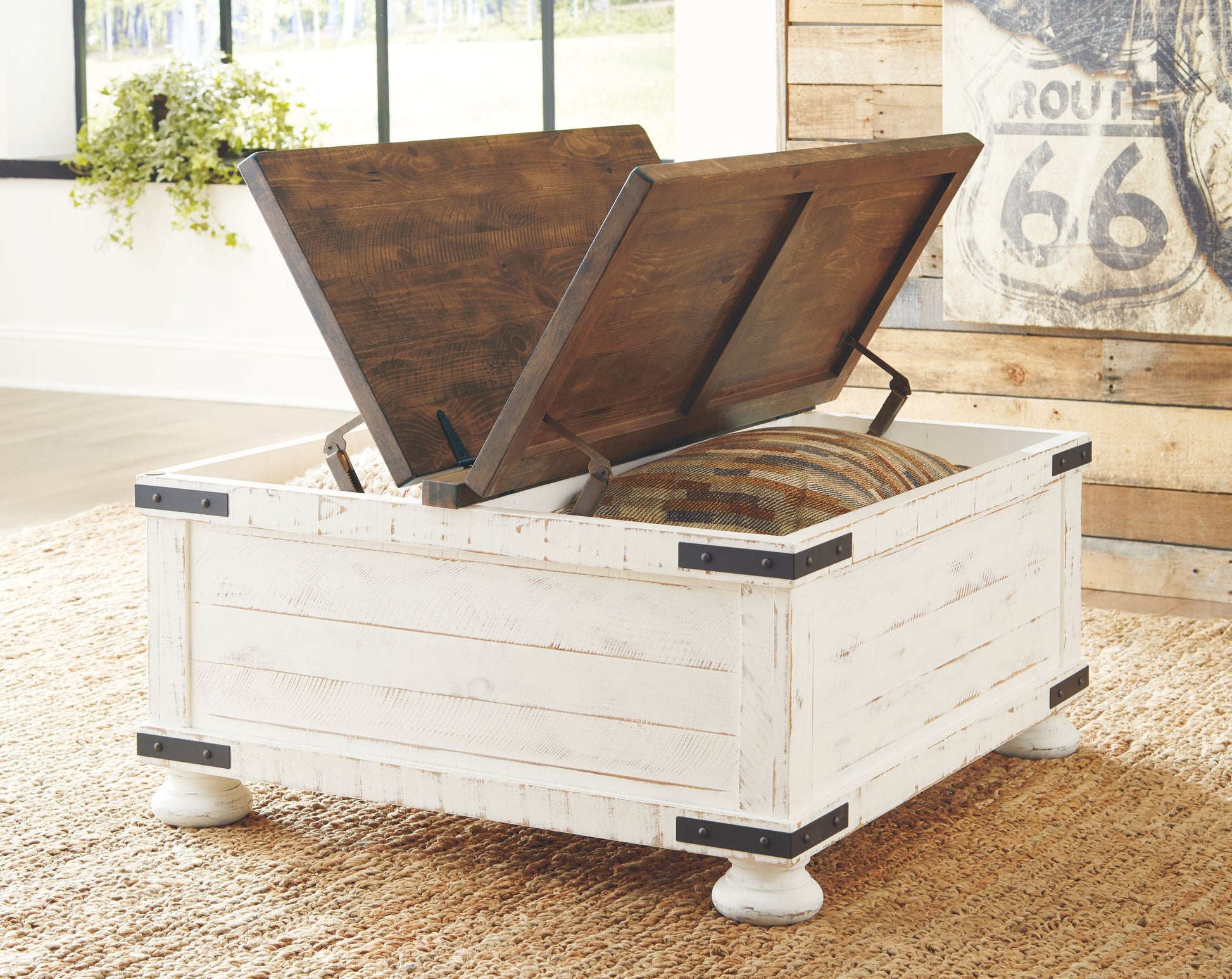 Ashley Furniture Wystfield - White / Brown - Cocktail Table With Storage | Meri Furniture