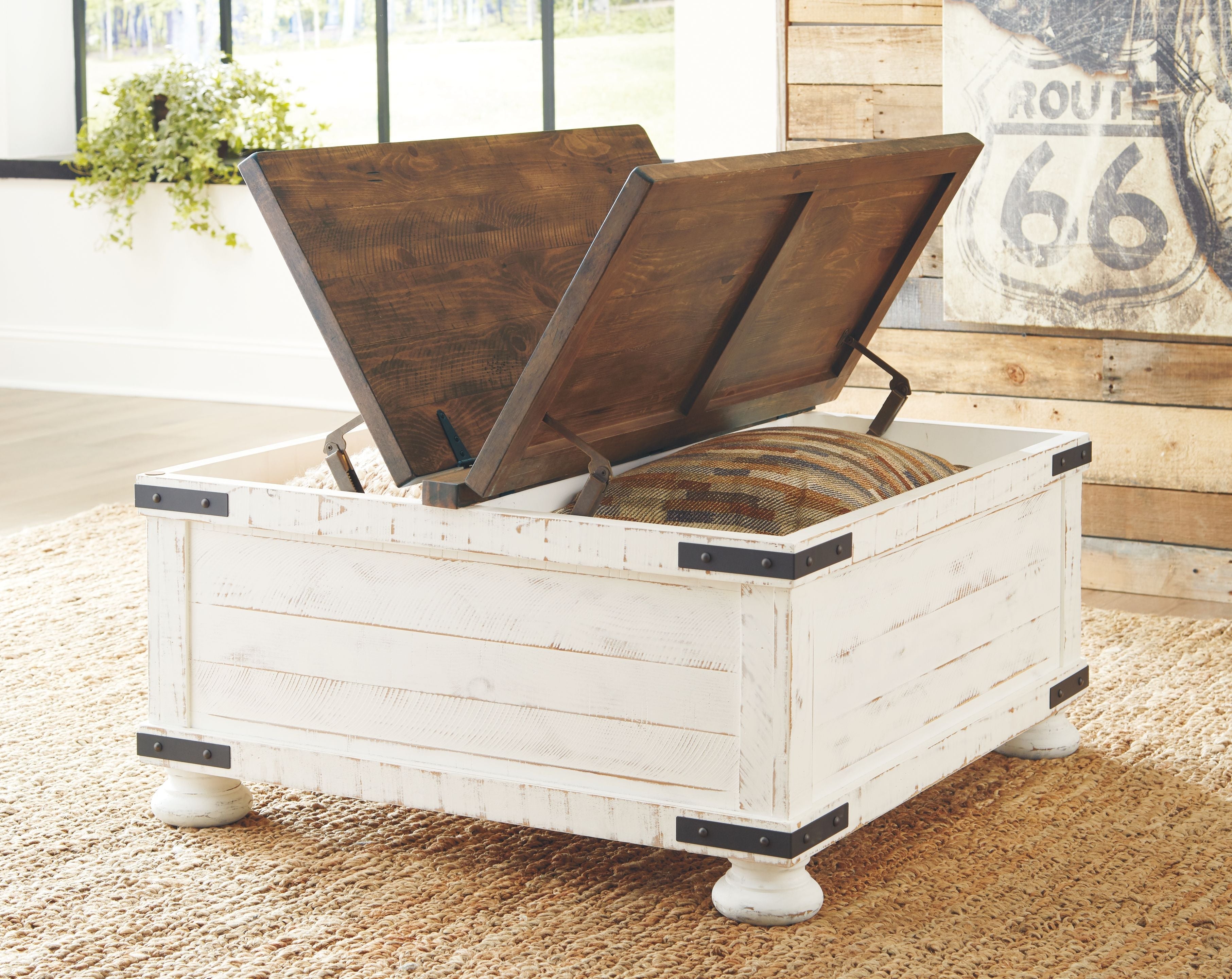 Ashley Furniture Wystfield - White / Brown - Cocktail Table With Storage | Meri Furniture