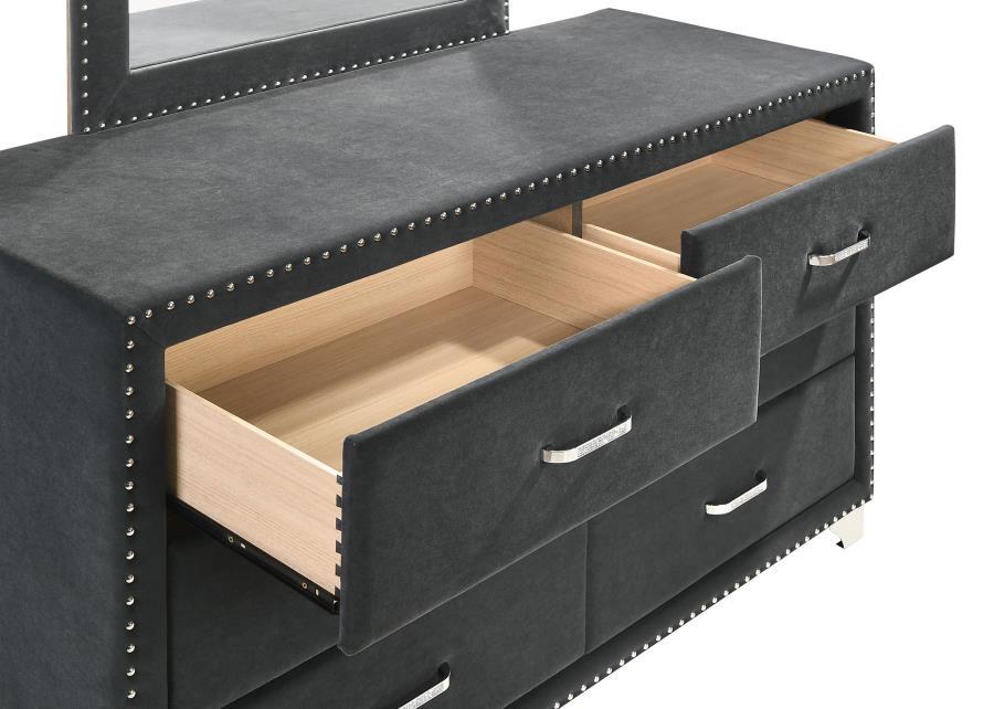 Coaster Fine Furniture Melody - 6-Drawer Upholstered Dresser With Mirror | Meri Furniture