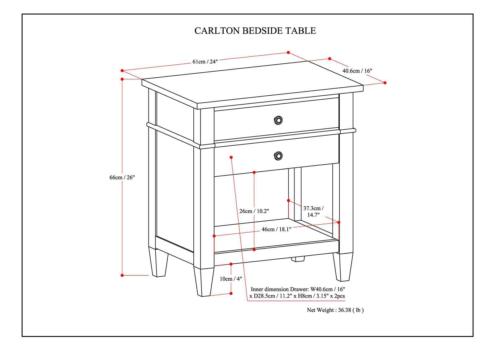 Carlton - Bedside Table - Rustic Natural Aged Brown