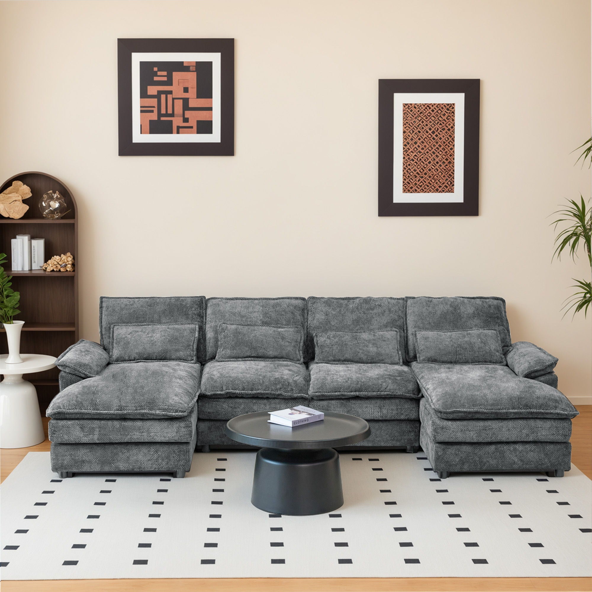 Modular Sectional Sofa Cloud Couch With Double Chaise Lounge