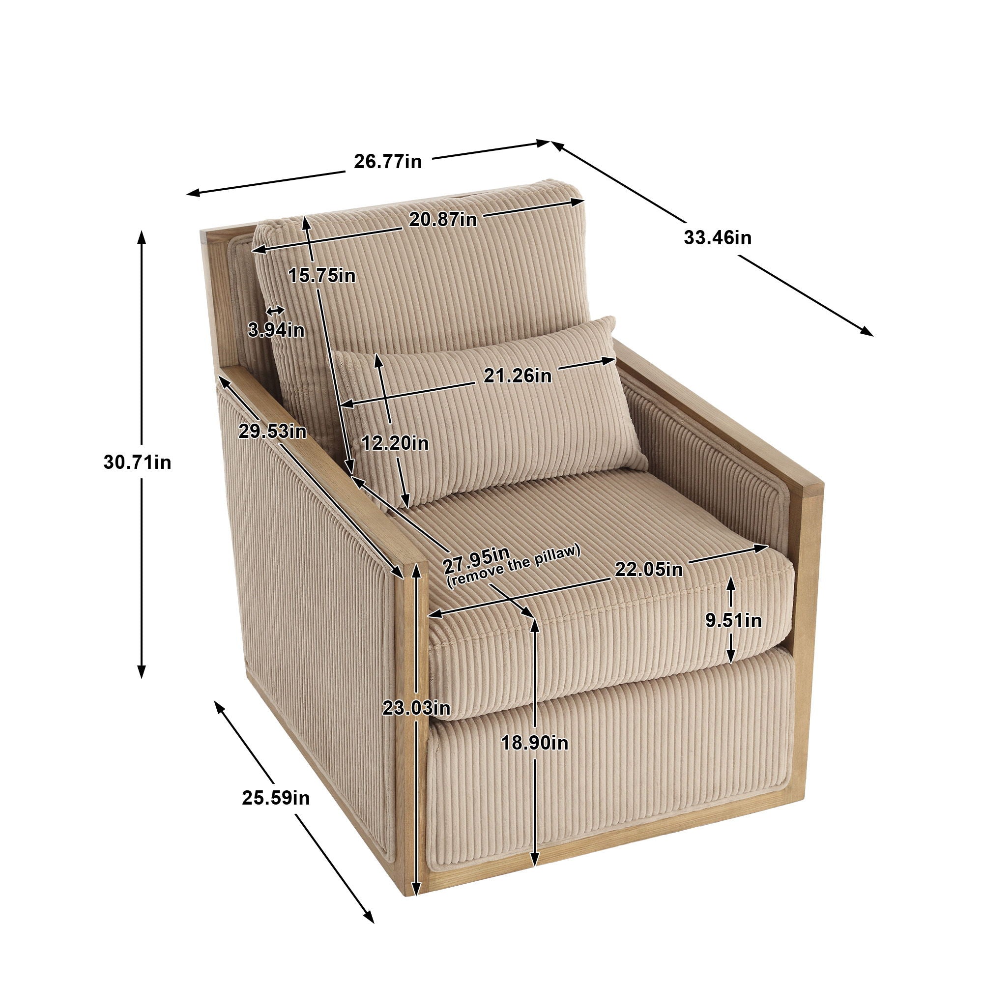 Comfy Accent Barrel Chair, 360 Degree Swivel