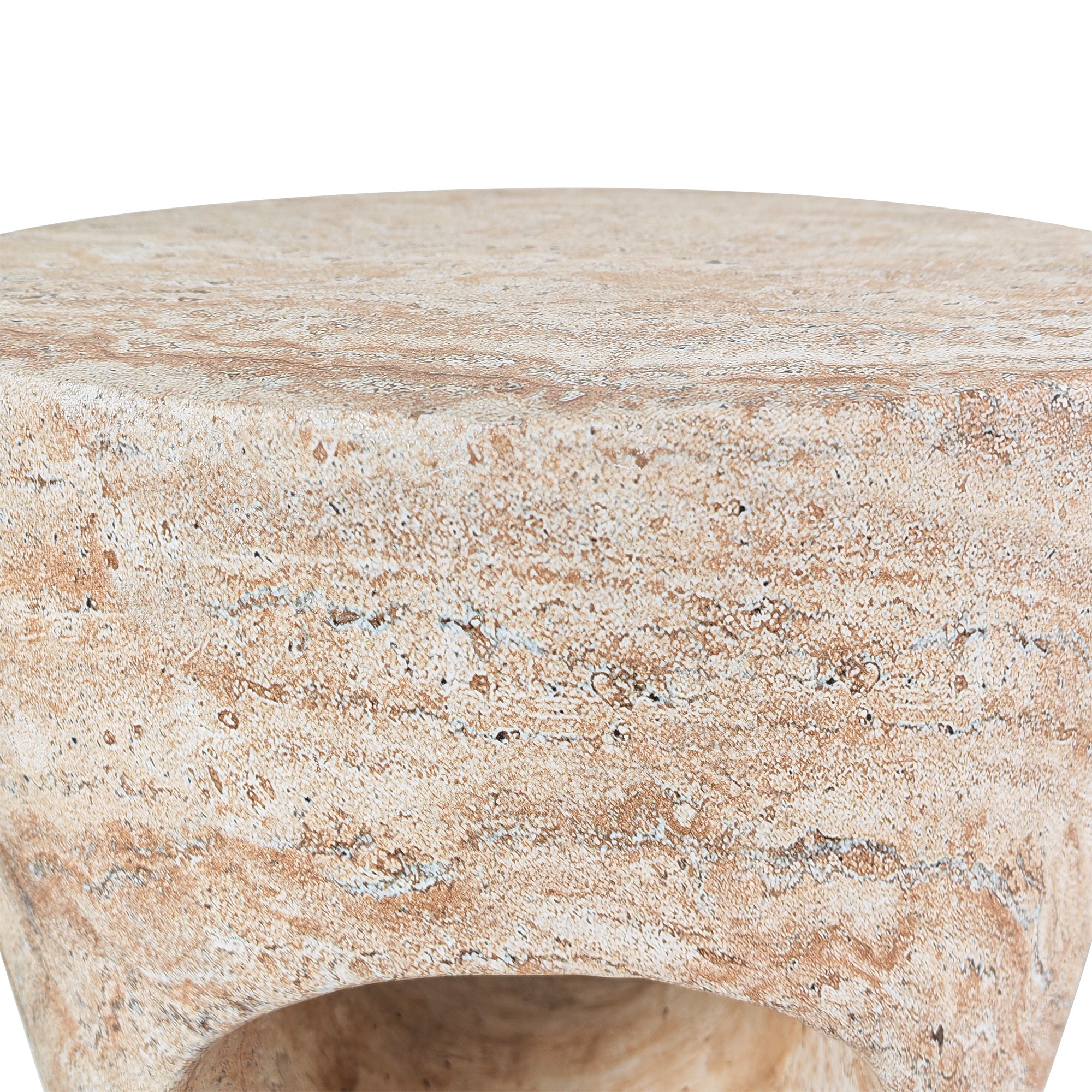 Modern Minimalist Outdoor or Indoor Side Table with Sculptural Hollow Design
