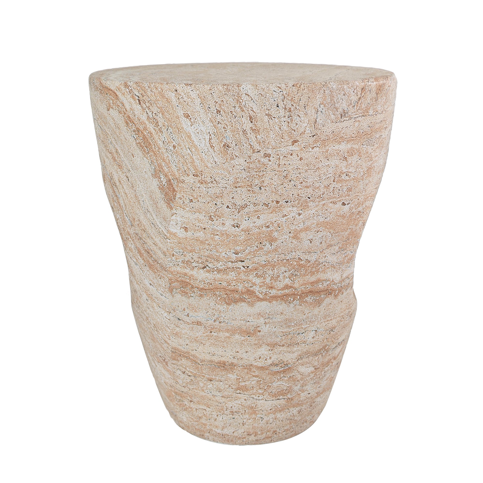 Modern Minimalist Outdoor or Indoor Side Table with Sculptural Hollow Design