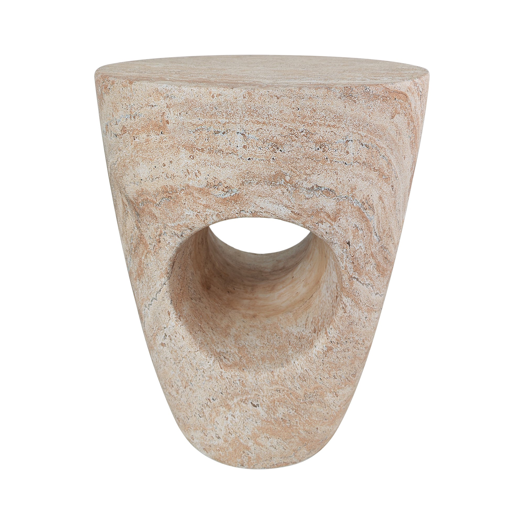 Modern Minimalist Outdoor or Indoor Side Table with Sculptural Hollow Design
